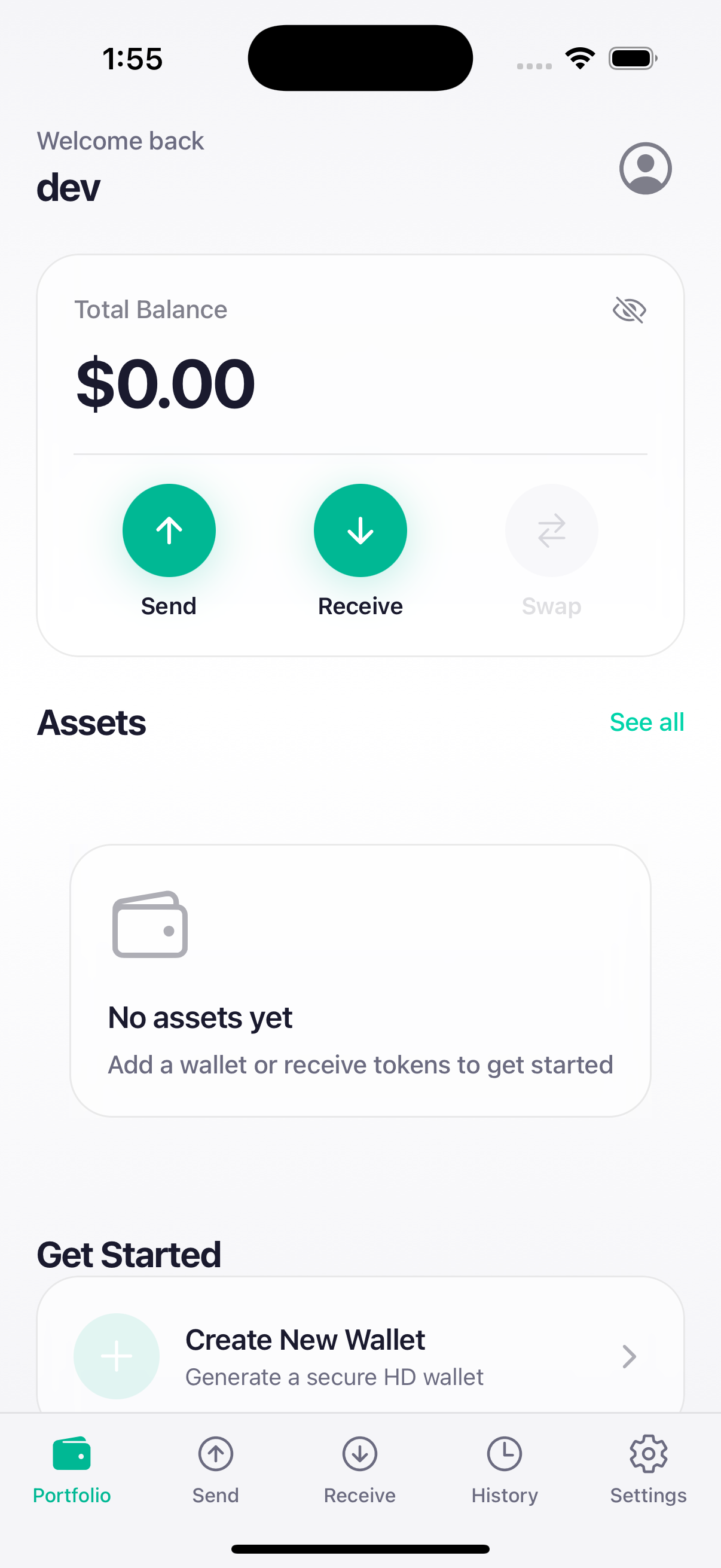 Vudy wallet screen